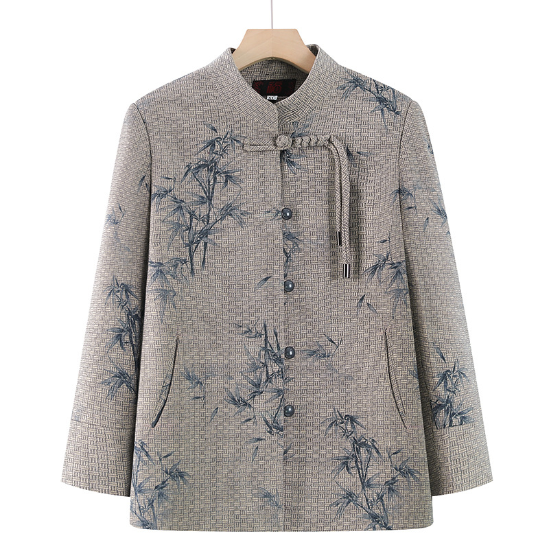 奶奶春秋外套洋气妈妈新款中式国风上衣女太太老年人春装开衫褂子