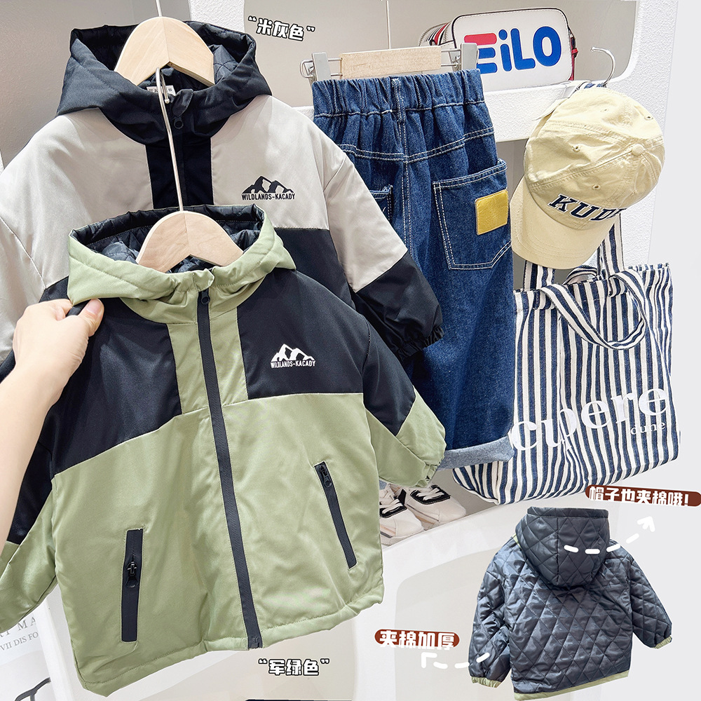 2023冬款童装中大童男童儿童加绒加厚保暖冲锋衣外套棉袄棉衣批发